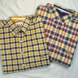 VTG Cinch Shirts Mens Large Plaid Lot of 2 Miller Style Western Ranch Cowboy